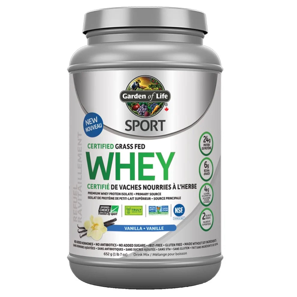 Grass Fed Whey Protein Sport (Vanilla Flavor), 652g Powder