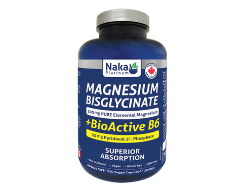 Naka Platinum Magnesium Bisglycinate 400mg + Bioactive B-6 15mg 230VCAP
