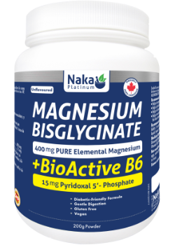 Naka Platinum Magnesium Bisglycinate 400mg + Bioactive B-6 15mg (Unflavoured) - 200g