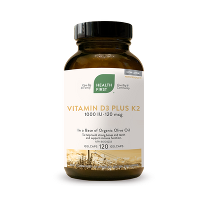 Vitamin D3 Plus K2 1000IU, 120 Gel Capsules