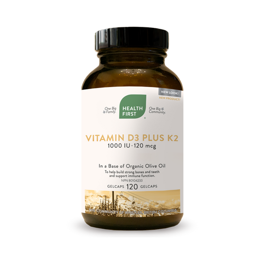 Vitamin D3 Plus K2 1000IU, 120 Gel Capsules