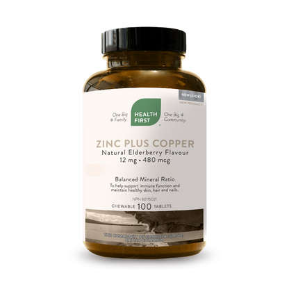 Zinc Plus Copper 12mg/480mcg (Elderberry Flavor) 100 Chewable Tablets