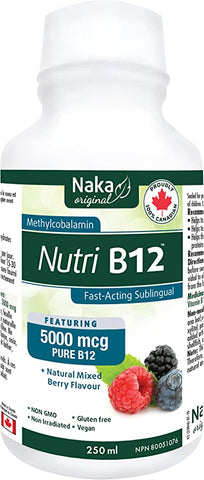 Naka Nutri B12, 5000 mcg Pure B12, Natural Mixed Berry Flavour, 250ml