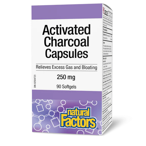 Natural Factors Activated Charcoal Capsules 250 mg, 90 Softgels