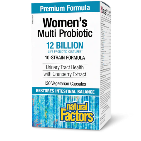 Natural Factors Women’s Multi Probiotic 12 Billion Live Probiotic Cultures, 120 Caps