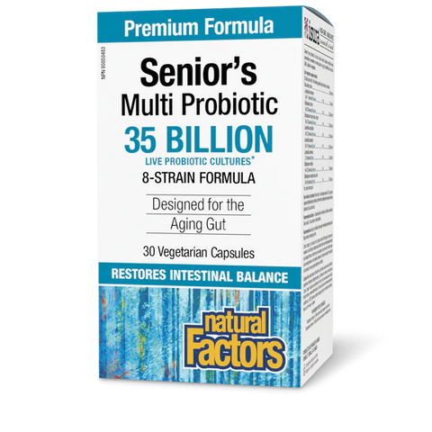 Natural Factors Senior’s Multi Probiotic 35 Billion Live Probiotic Cultures, 30 Caps