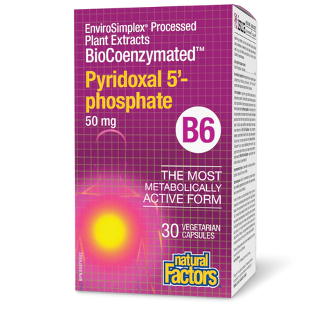 Natural Factors BioCoenzymated Pyridoxal 5’-phosphate • B6 50 mg, 30 Caps.