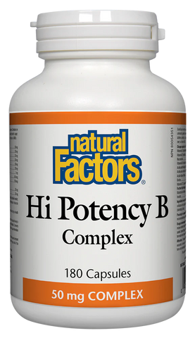 Natural Factors Hi Potency B, 180 Caps.