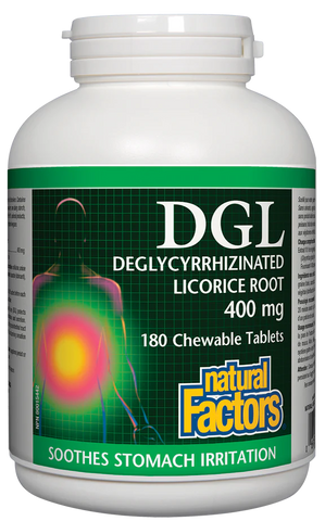 Natural Factors DGL Deglycyrrhizinated Licorice Root 400 mg, 180 Chewable Tabs