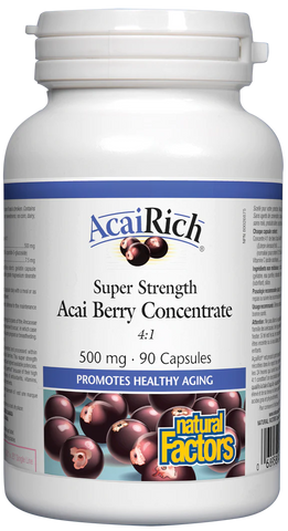 Natural Factors AcaiRich Super Strength Acai Berry Concentrate 500 mg, 90 Caps.