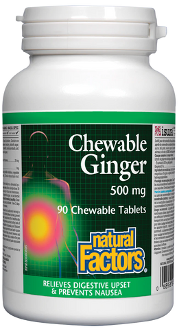 Natural Factors Chewable Ginger 500 mg, 90 Chewable Tablets